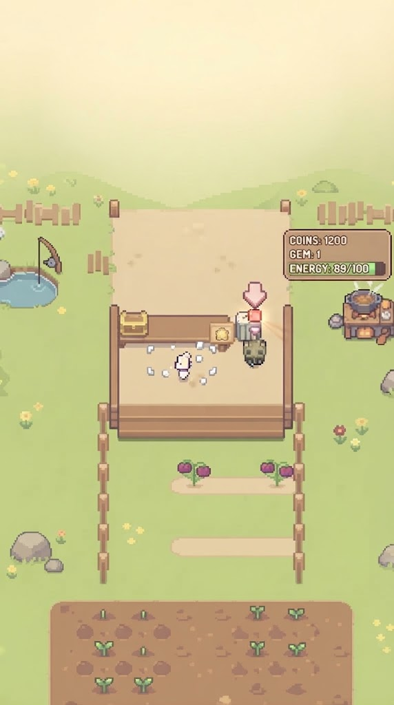Meow Market farming and stall management gameplay